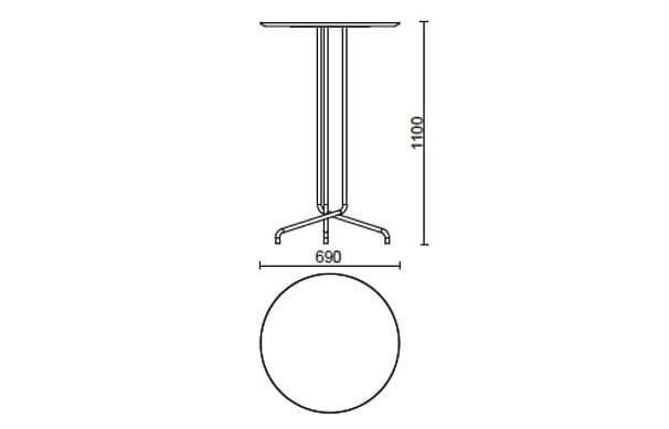 Высокий круглый стальной стол Sitland бистро ARCH-00029460 - Вид №3