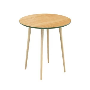 Обеденный стол круглый с деревянными ножками 70 см с кантом кейп "Спутник" WOODI  00-3966016 Беленый дуб;бежевый