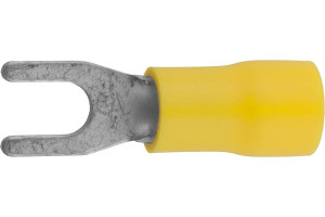 15422690 Изолированный наконечник для кабеля с вилкой желтый внутренний d 4,3 мм под болт 8мм провод 4-6 мм2 48 А 10 шт. 49420-60 СВЕТОЗАР
