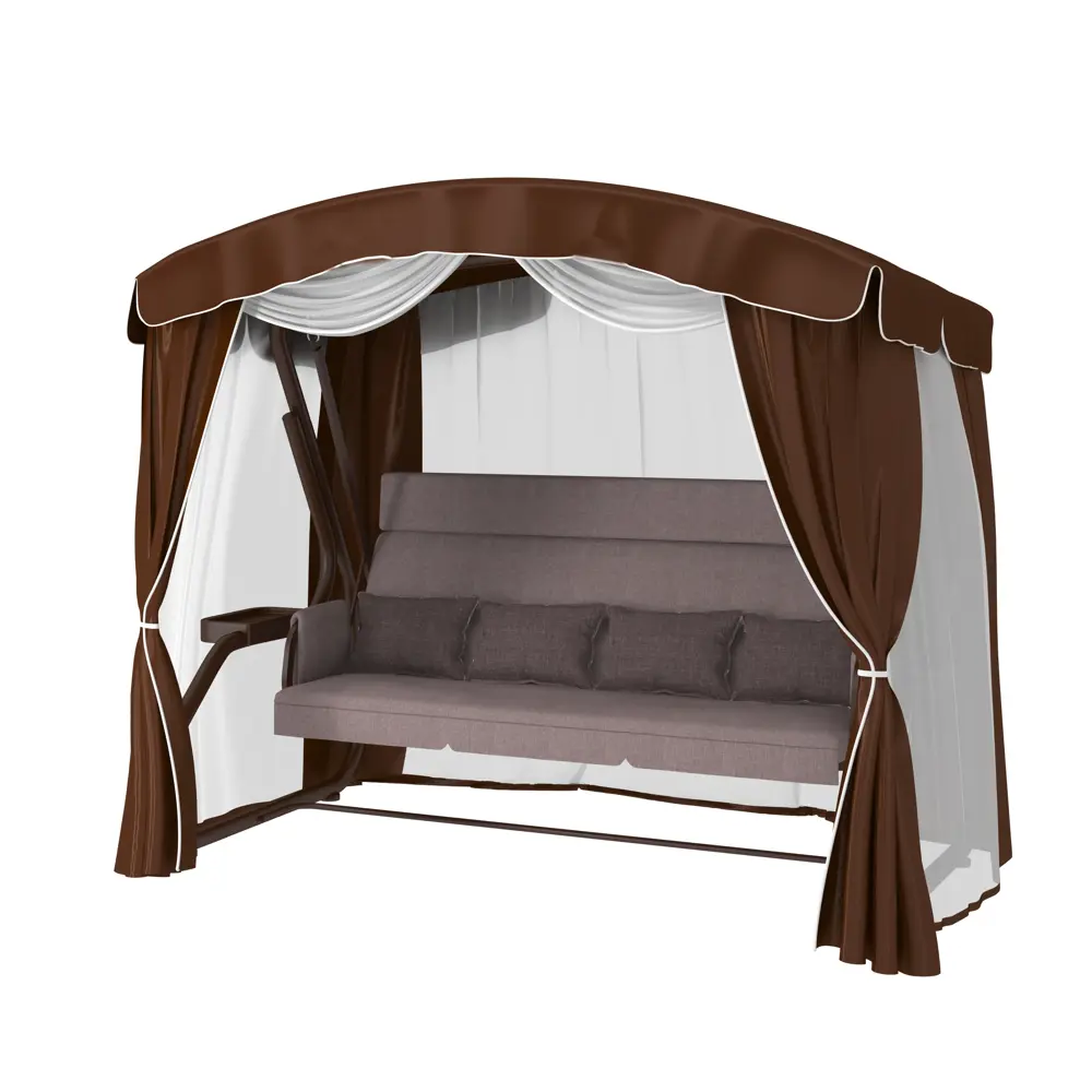 Качели садовые Амстердам 4-х местные до 400 кг коричневый/серый Zalger Garden STLM-2111492 - Вид №1