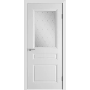 Комплект двери Стелла со стеклом 90x200 см эмаль белый с добором 150 мм
