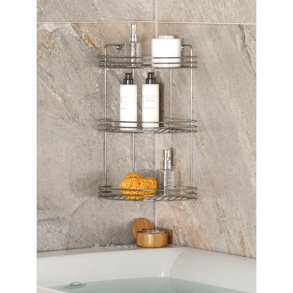 Полка для душа Delphinium Стил угловая 3 яруса цвет хром STLM-2018469 - Вид №3