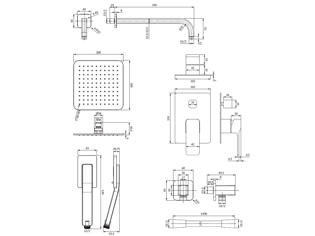 Встраиваемый душевой набор с душем и ручным душем OMNIRES слайд ARCH-00049922 - Вид №2