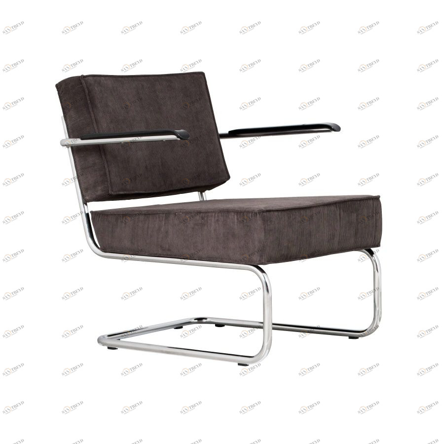 Кресло Lounge Ridge Rib с подлокотниками, серое Zuiver 3100015