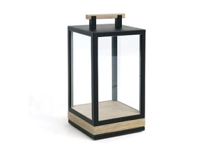 Настольная лампа с батарейным питанием из тикового дерева