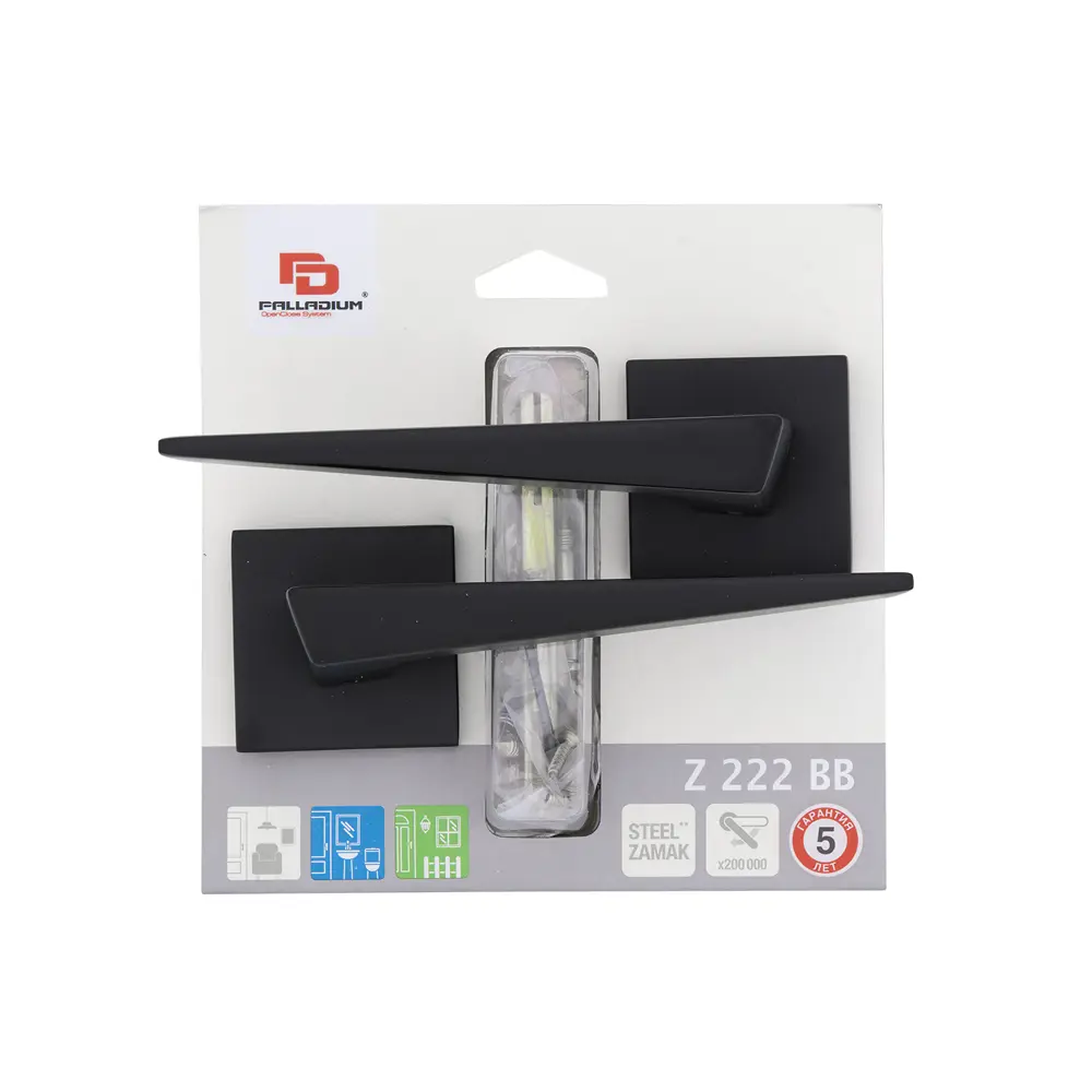 Дверные ручки Palladium Z 222 BB, без запирания, комплект, цвет черный STLM-2181401 - Вид №2