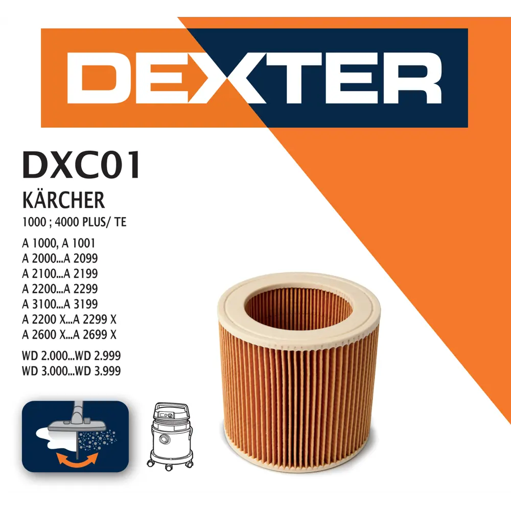 Фильтр Dexter DXC01, для пылесоса Karcher STLM-2140222 - Вид №4