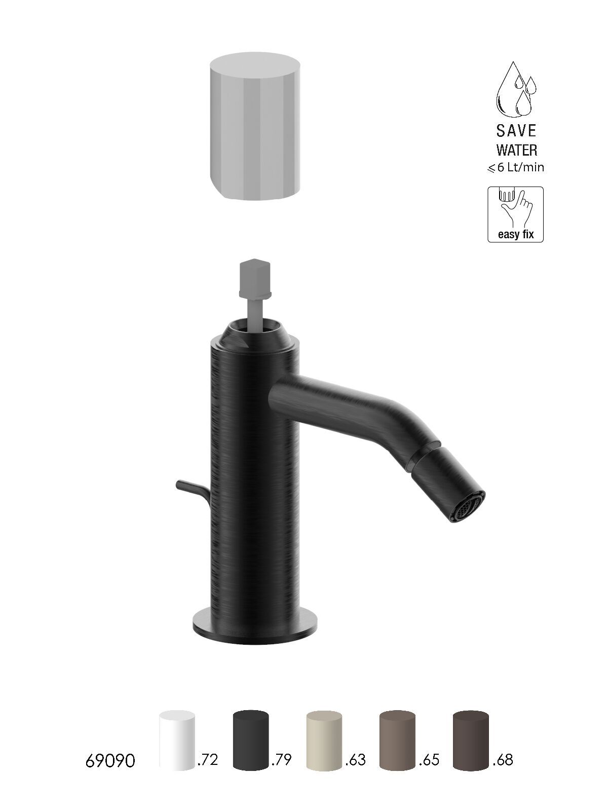 Смеситель для биде из нержавеющей стали с автоматическим сливом Rubinetterie Frattini Pepe XLS 316 ARCH-00115600 - Вид №7