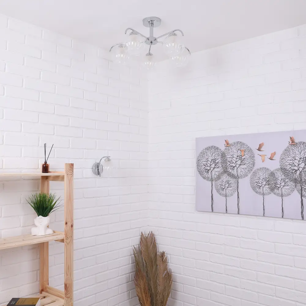 Люстра SCHAFFNER Divo 4410 - неоклассическая пятирожковая с хромированной штангой 89426417 STLM-1571461 - Вид №9