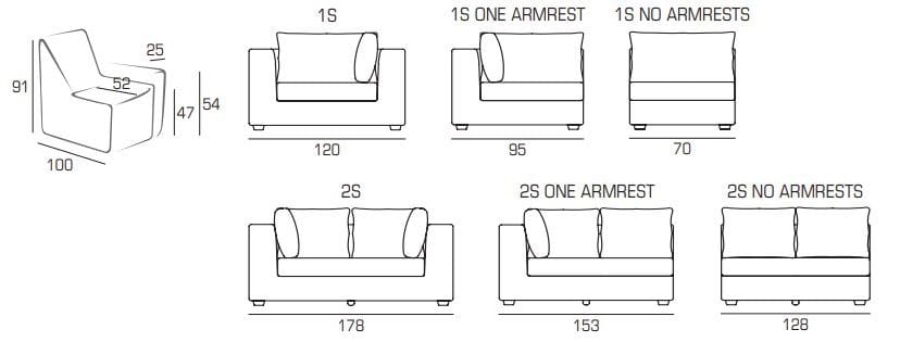 3-местный съемный диван Domingo Salotti Sander ARCH-00058269 - Вид №1