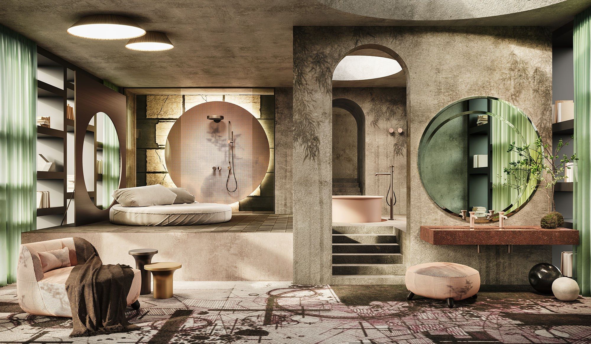 Металлический смеситель для душа с 2 отверстиями с отдельными розетками Gessi происхождение ARCH-00031855 - Вид №2