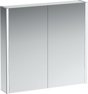 H4085239001451 Зеркальный шкафчик, алюминий, 2 двойные зеркальные дверцы, с 2 светодиодными осветительными элементами,без розетки, без переключателя LAUFEN PRO