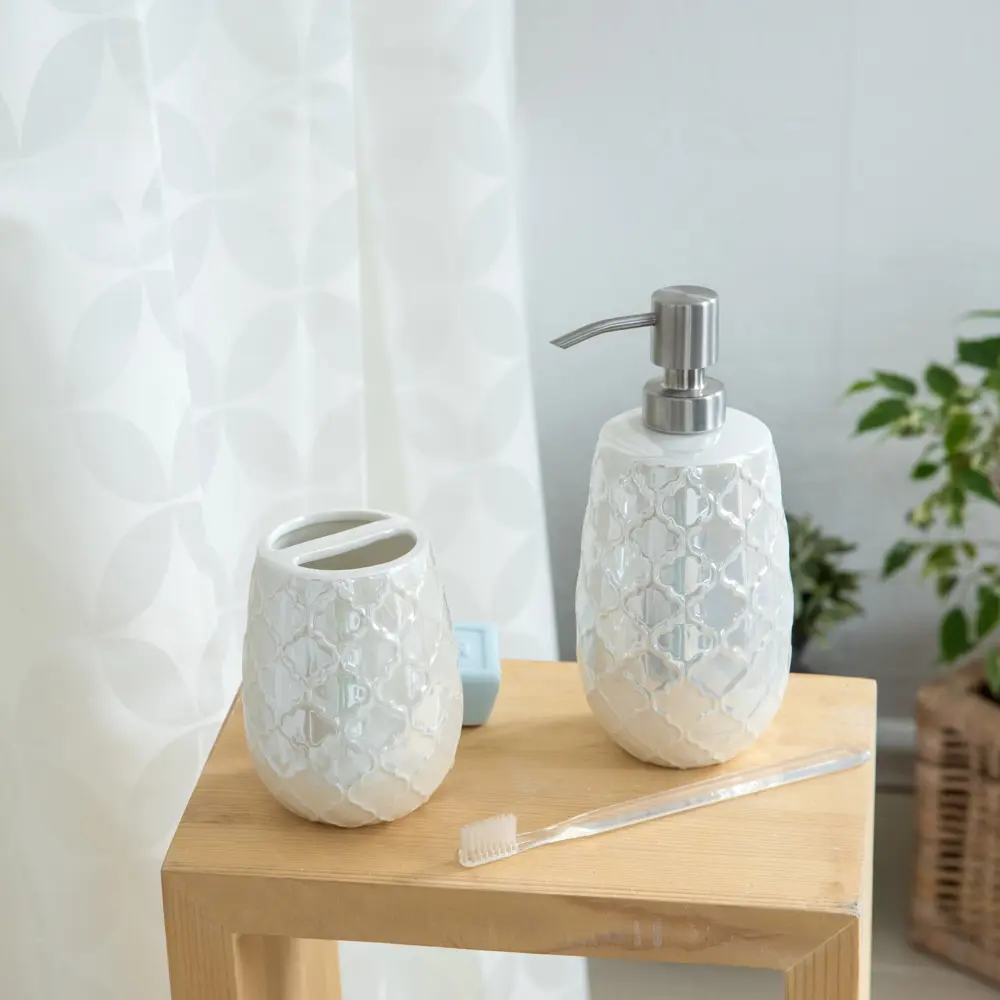 Стакан для зубных щёток Lamis с разделителем керамика цвет бежевый WESS STLM-2188759 - Вид №4