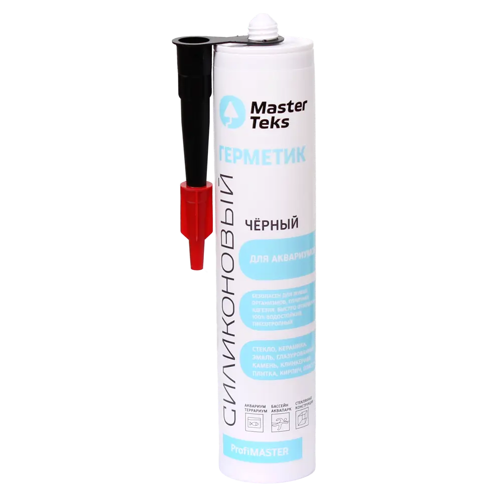 Герметик силиконовый для аквариумов Masterteks 290 мл уксусный цвет черный STLM-2025512