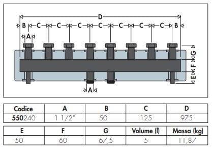 Коллектор для систем отопления CALEFFI 550 ARCH-00012825 - Вид №2
