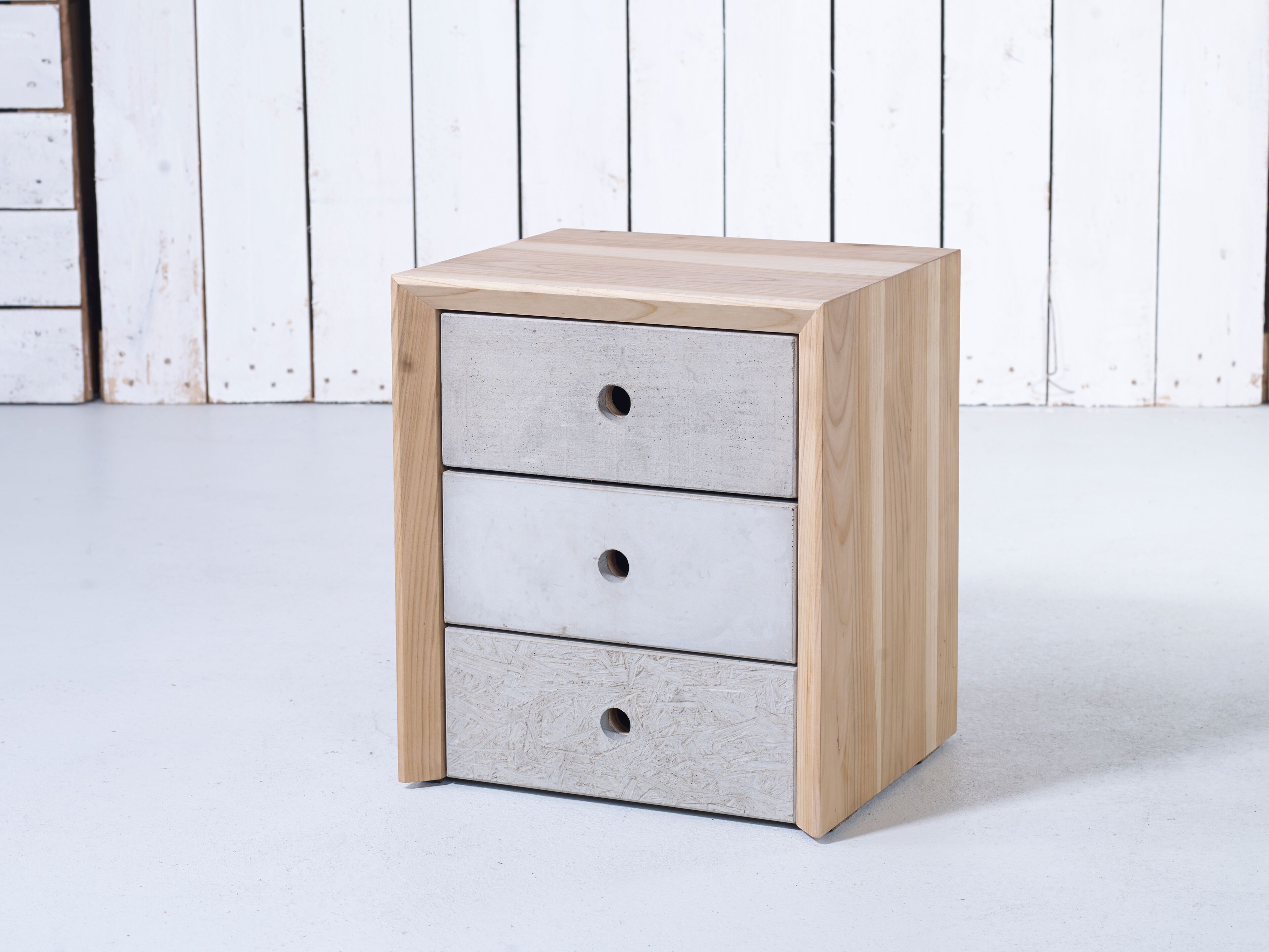 Бетонная и деревянная тумбочка с ящиками HOOKL und STOOL CONCRETE ARCH-00143507