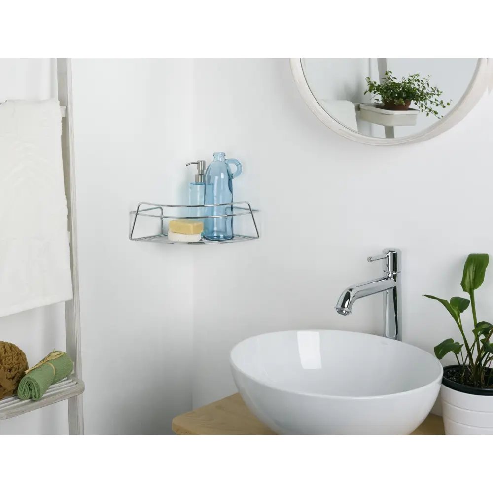 Полка для ванной ЧМЗ Модулус 502-004-01 угловая 22.5x22.5x9.8 см цвет хром STLM-2178160 - Вид №4