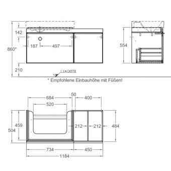 Тумба под раковину 118,4 см Keramag Citterio 835421000 Santreyd  - Вид №1