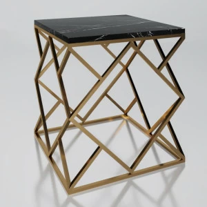 Приставной столик квадратный латунь с черным мраморным топом 45 см "Монк" АЛЕТАН  350928 Золото;черный