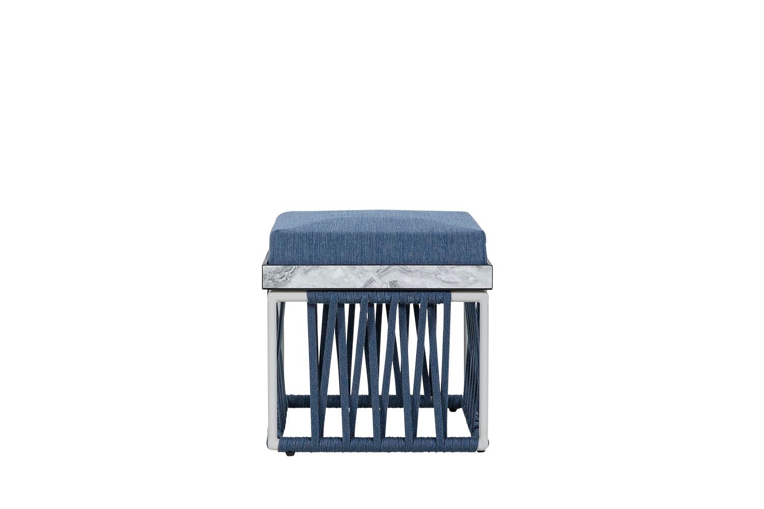 Квадратный тканевый садовый пуф с металлическим основанием и веревкой Rever Канны ARCH-00047264 - Вид №1