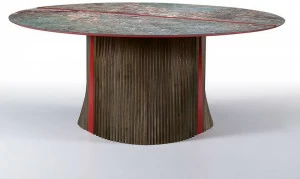 Natisa Круглый керамический стол и основание из ясеня Wave