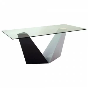 Обеденный стол стеклянный на белом основании 180 см luogo ESF FASHION 044022 Белый;прозрачный;черный;разноцветный
