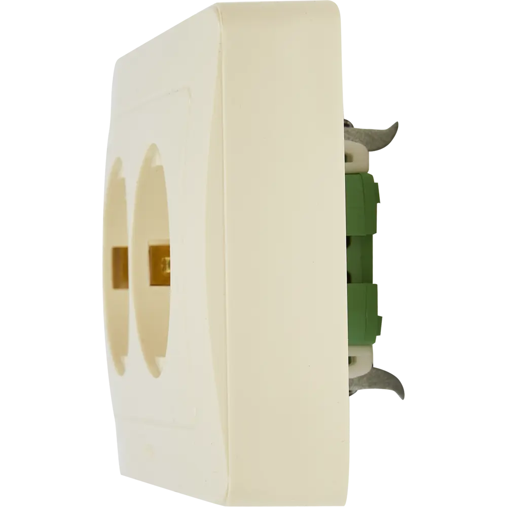 Розетка двойная Hegel с заземлением цвет слоновая кость STLM-2012807 - Вид №4