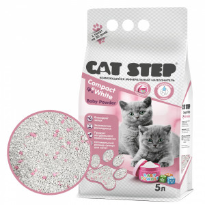 ПР0056549 Наполнитель для кошачьего туалета Compact White Baby Powder комкующийся минеральный, 5л CAT STEP