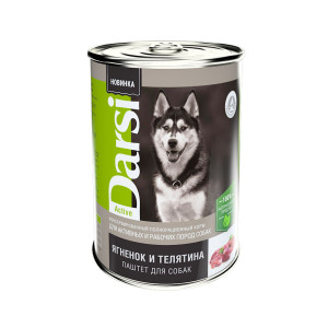 ПР0056615*9 Корм для собак для активных и рабочих собак, ягненок и телятина (паштет) банка 410г (упаковка - 9 шт) Darsi