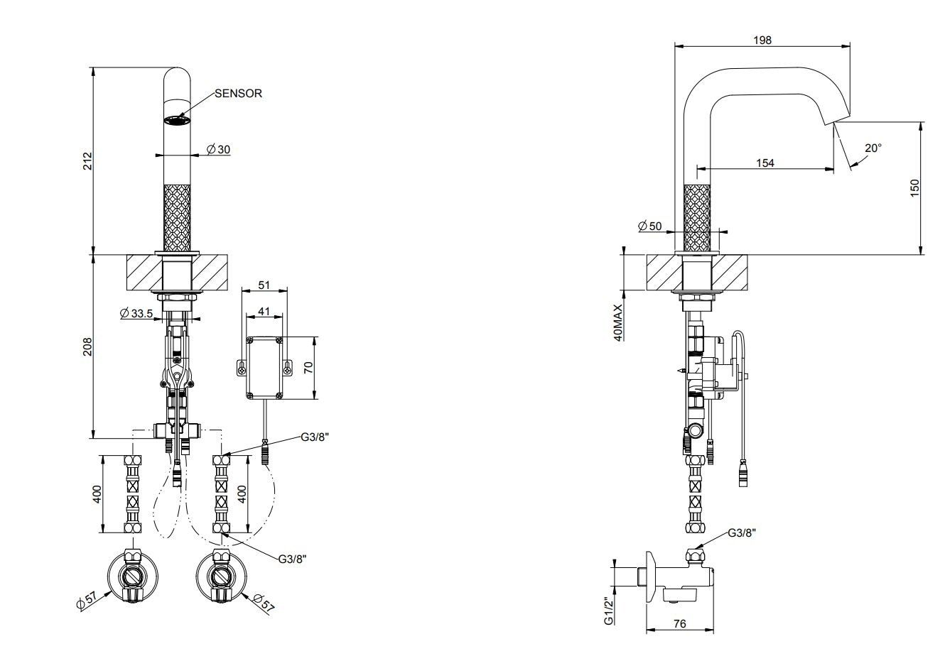 Электронный смеситель для раковины из нержавеющей стали Gessi Messi316 ARCH-00126026 - Вид №1