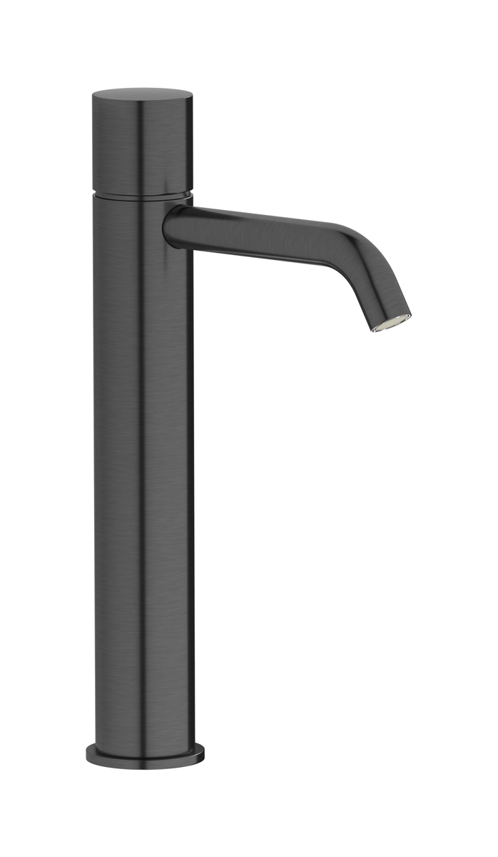 Высокий смеситель для раковины на 1 отверстие в комплекте с донным клапаном WE ARE IB rr202cs Brushed Black Chrome Brera