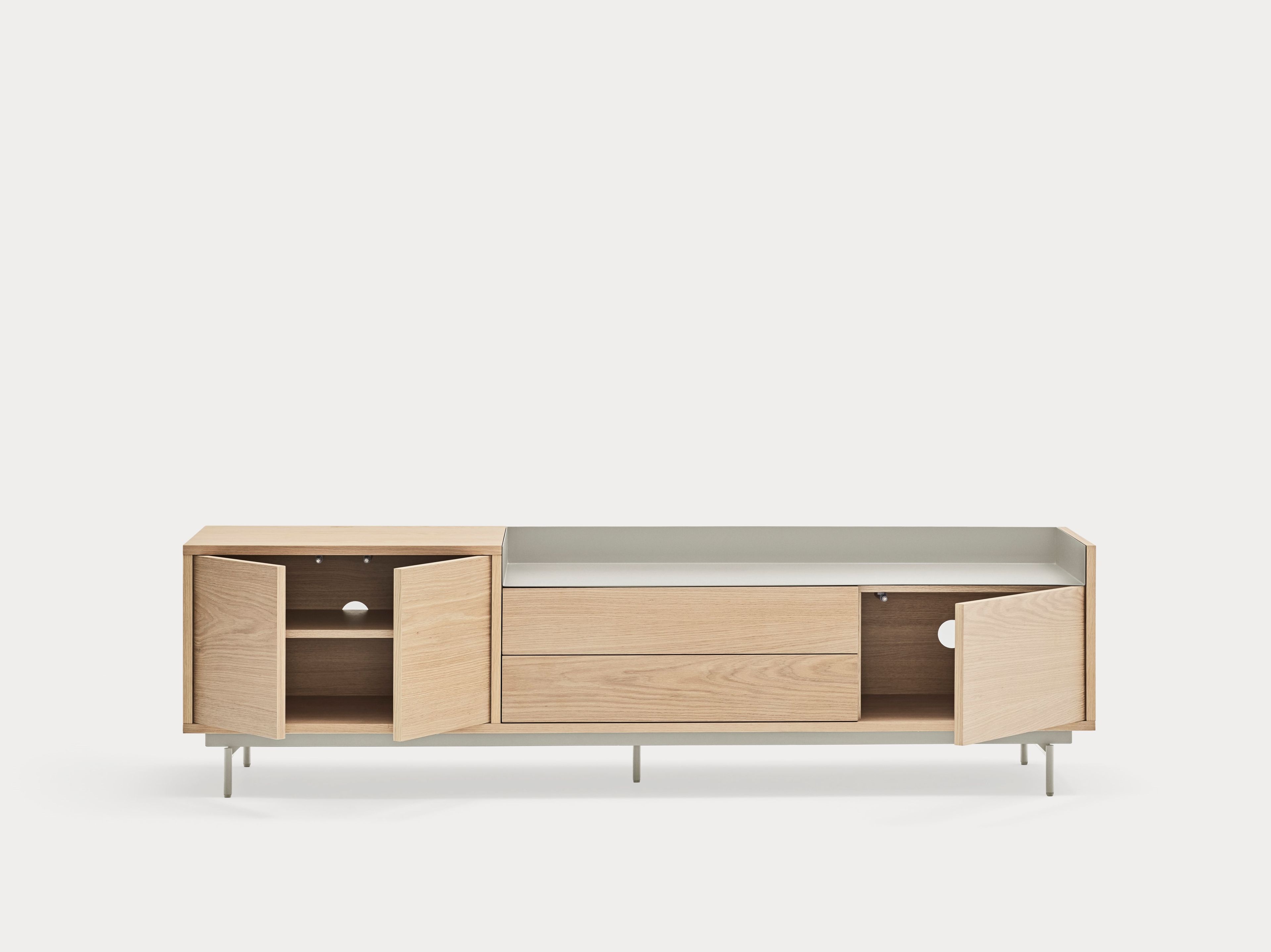 Шкаф для телевизора из шпона с ящиками с распашными дверцами TEULAT Valley ARCH-00109719 - Вид №1