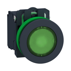 XB5FW33G5 Кнопка с подсветкой скрытого монтажа, пластик, зеленый, Ø30, встроенный светодиод, 110...120 V AC, 1 НО + 1 НЗ Schneider Electric Harmony XB5
