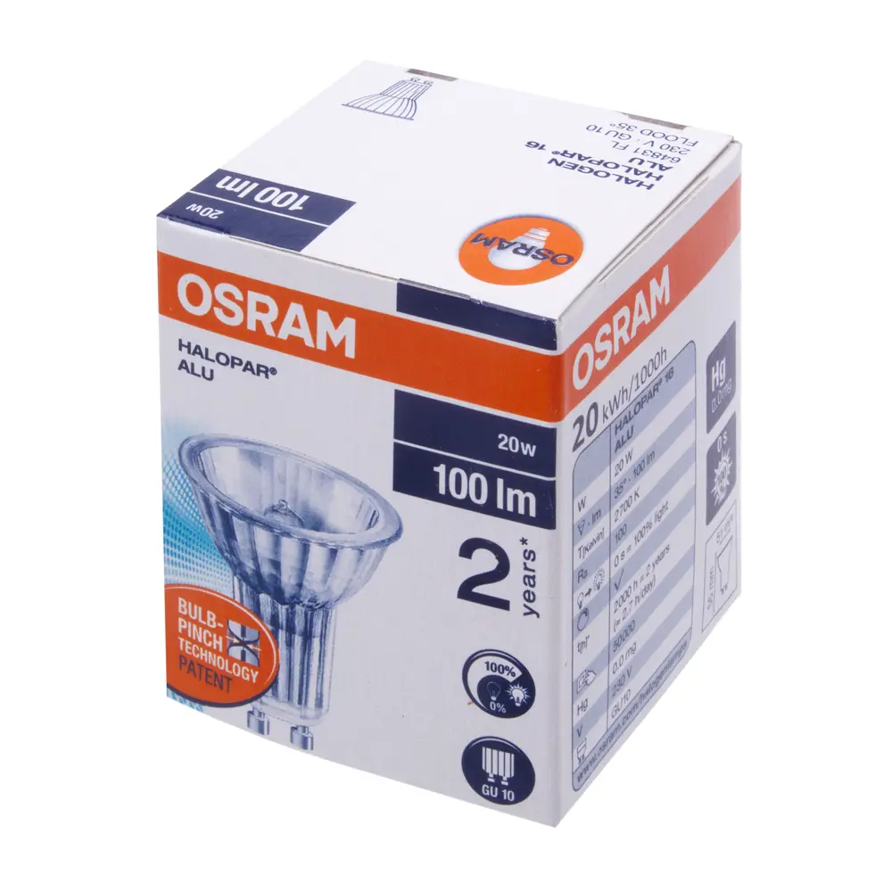 Лампа галогенная Osram спот GU10 20 Вт свет тёплый белый STLM-2139563 - Вид №1