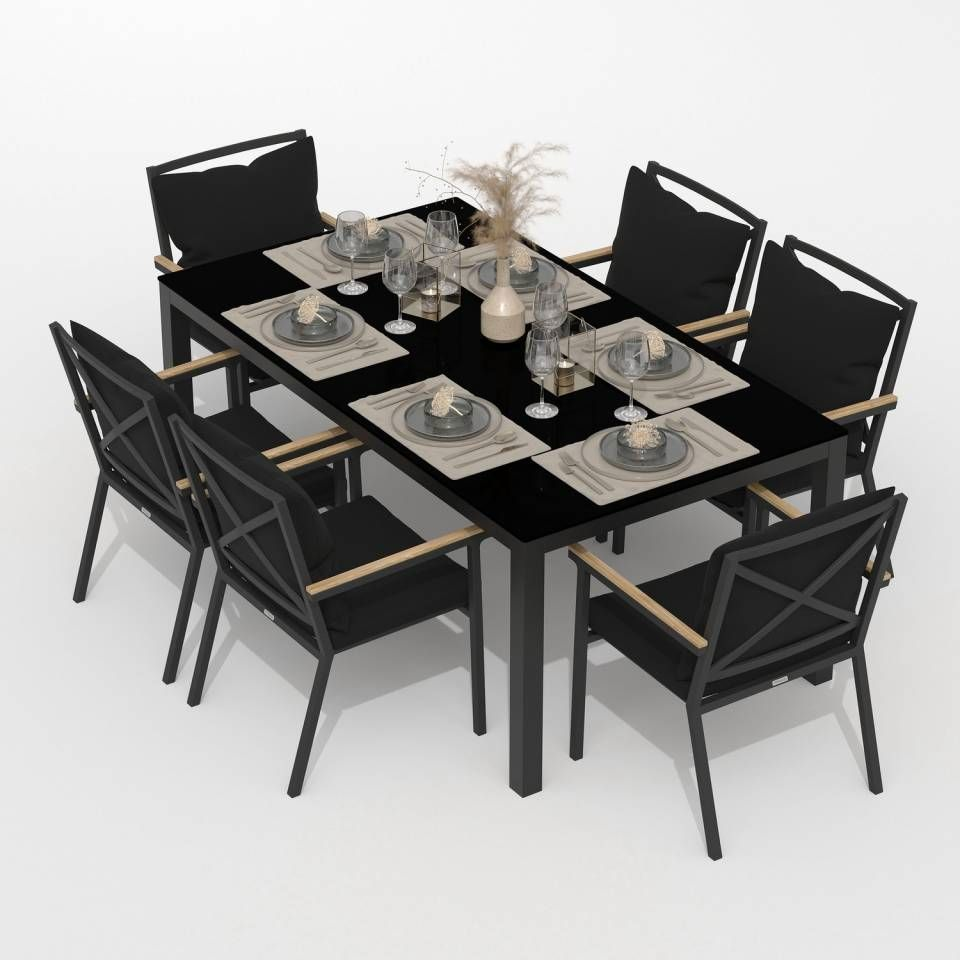 91059767 Садовая мебель для отдыха алюминий темно-серый : стол, 6 стульев CANA FESTA 180 plus black STLM-0462454 IDEAL PATIO OUTDOOR STYLE