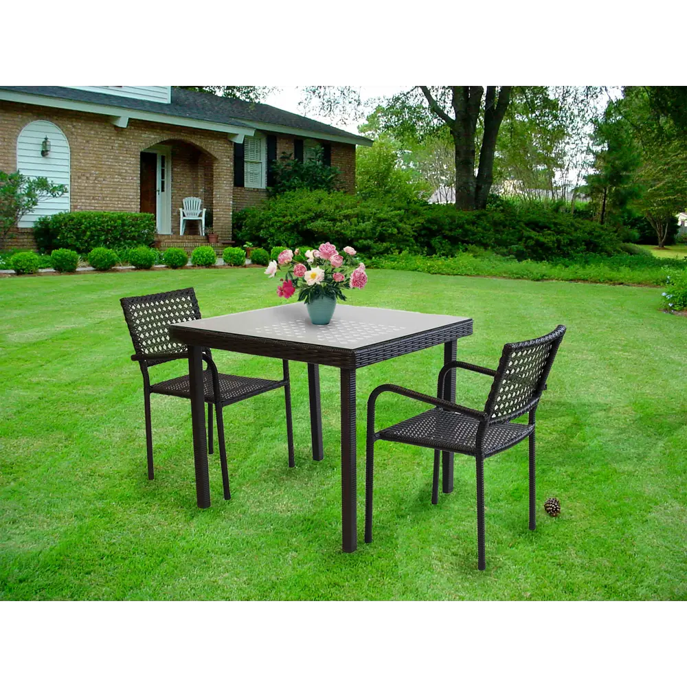 Стол садовый обеденный Орфей 76х90 см стекло/сталь серый GREENGARD STLM-2102780 - Вид №3