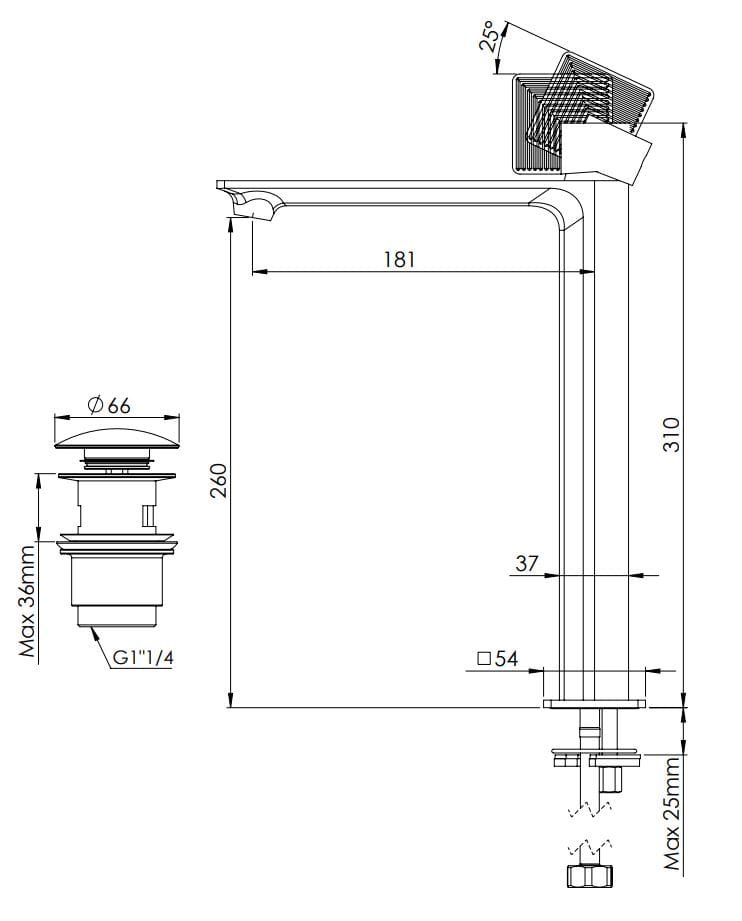 Смеситель для раковины с высоким верхом Daniel Rubinetterie Stellar ARCH-00024460 - Вид №2