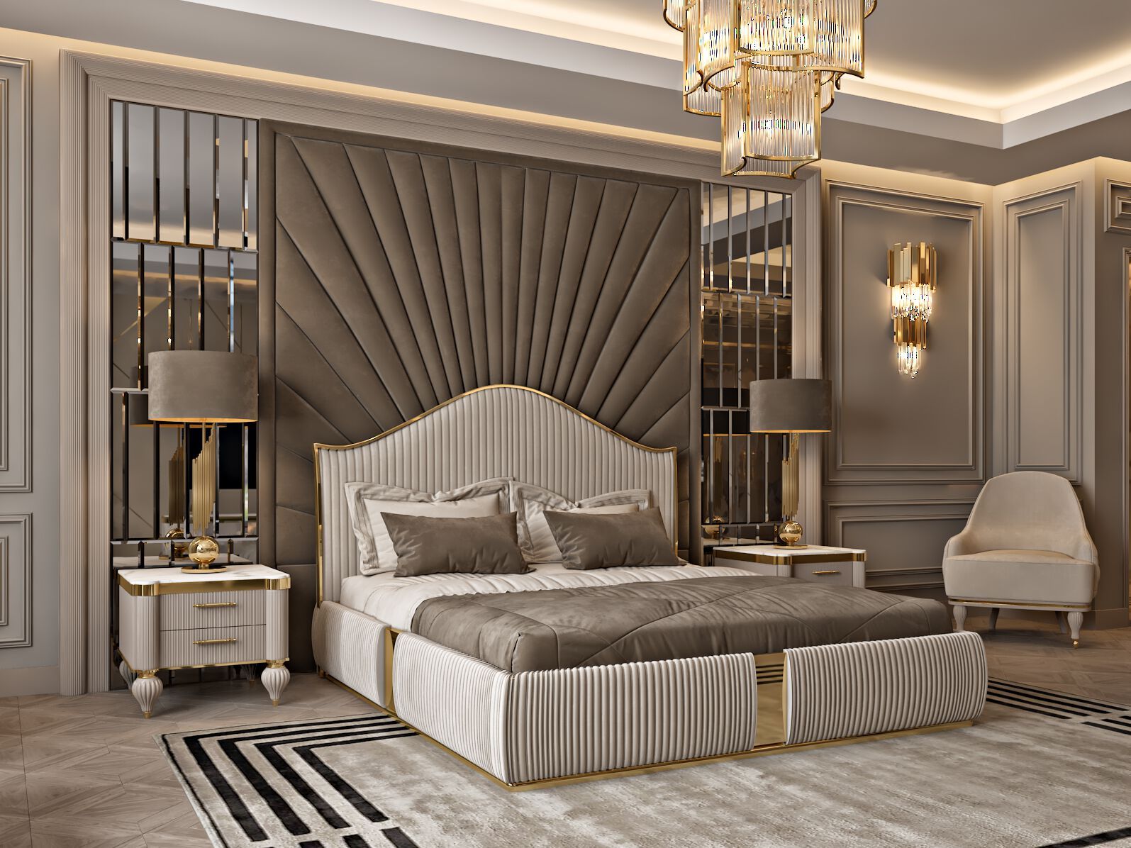 Прямоугольная тумбочка с ящиками Zebrano Elsiyum ARCH-00054376