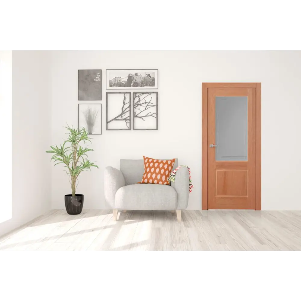 89161232 Дверь межкомнатная со стеклом Бристоль 60x200 см шпон цвет дуб американский без замка, без петель STLM-0903396 BELWOODDOORS  - Вид №2