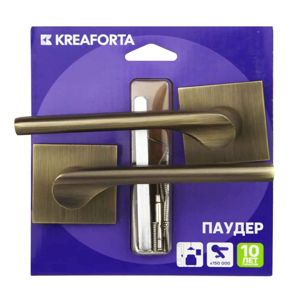 Дверная ручка на розетке KREAFORTA Паудер без запирания цвет бронза STLM-2012203 - Вид №3