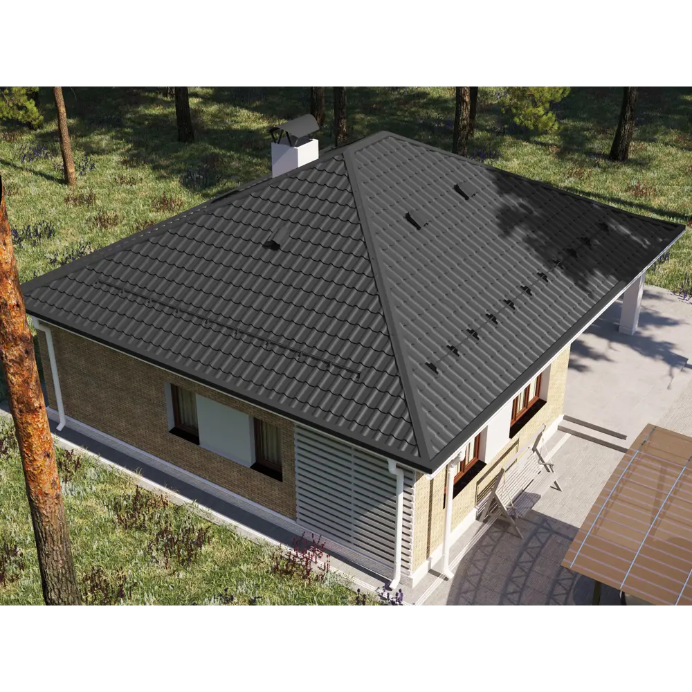 Металлочерепица 0.45 мм 2250x1180 мм RAL 7024 серый Santreyd STLM-2120372 - Вид №3