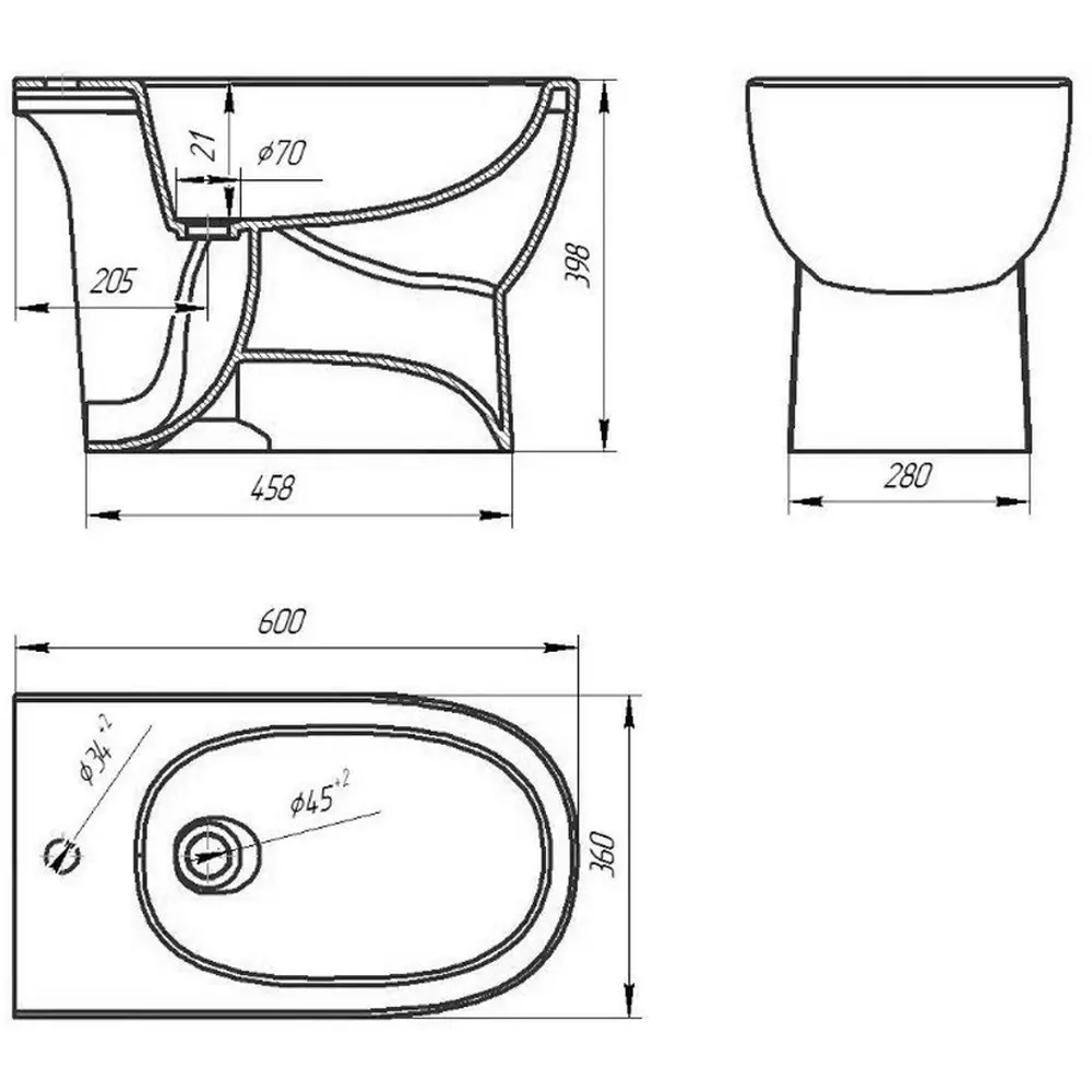 Напольное биде Sanita Luxe Art ARTSLBI01