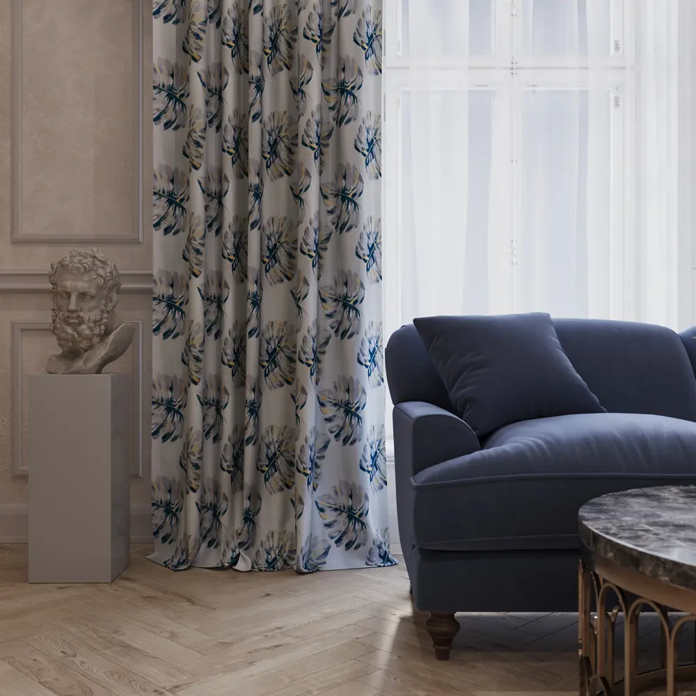 Штора на ленте Pataharu 140x280 см растения цвет серый SEASONS STLM-2078410