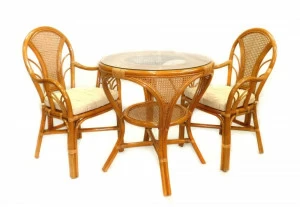 Мебель садовая бежевая, столик и кресла на 2 персоны Arabika-3 ЭКО ДИЗАЙН ПЛЕТЕНАЯ 009720 Бежевый