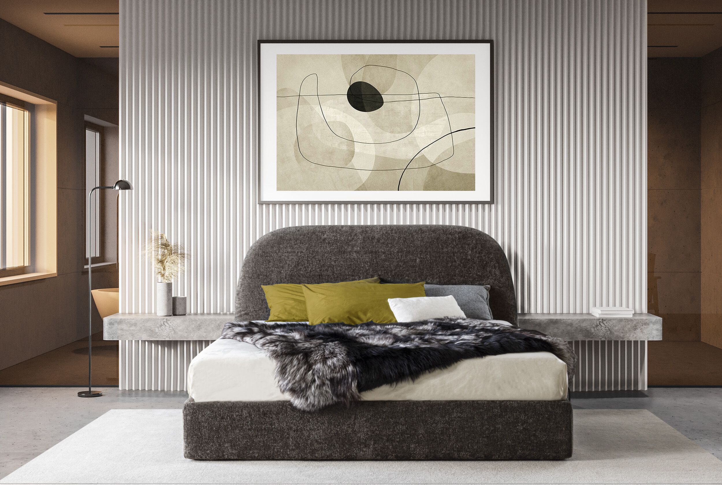 Съемная двуспальная кровать из ткани с мягким изголовьем GRUPPO FOX ночь Фокса ARCH-00086978 - Вид №1