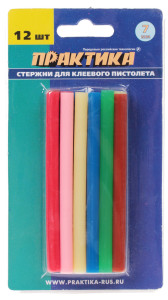 Стержни клеевые Практика 641-671 желтый, зеленый, коричневый, красный 1052076