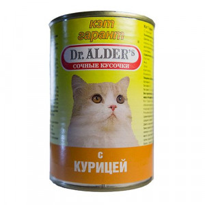 ПР0037892 Корм для кошек Cat Garant сочные кусочки в соусе, курица конс. 415г Dr. ALDER`s