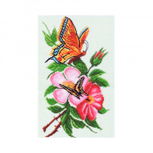 1065 Канва/ткань с рисунком Рисунок на канве 28 см х 37 см "Бабочка на цветке" Матренин посад