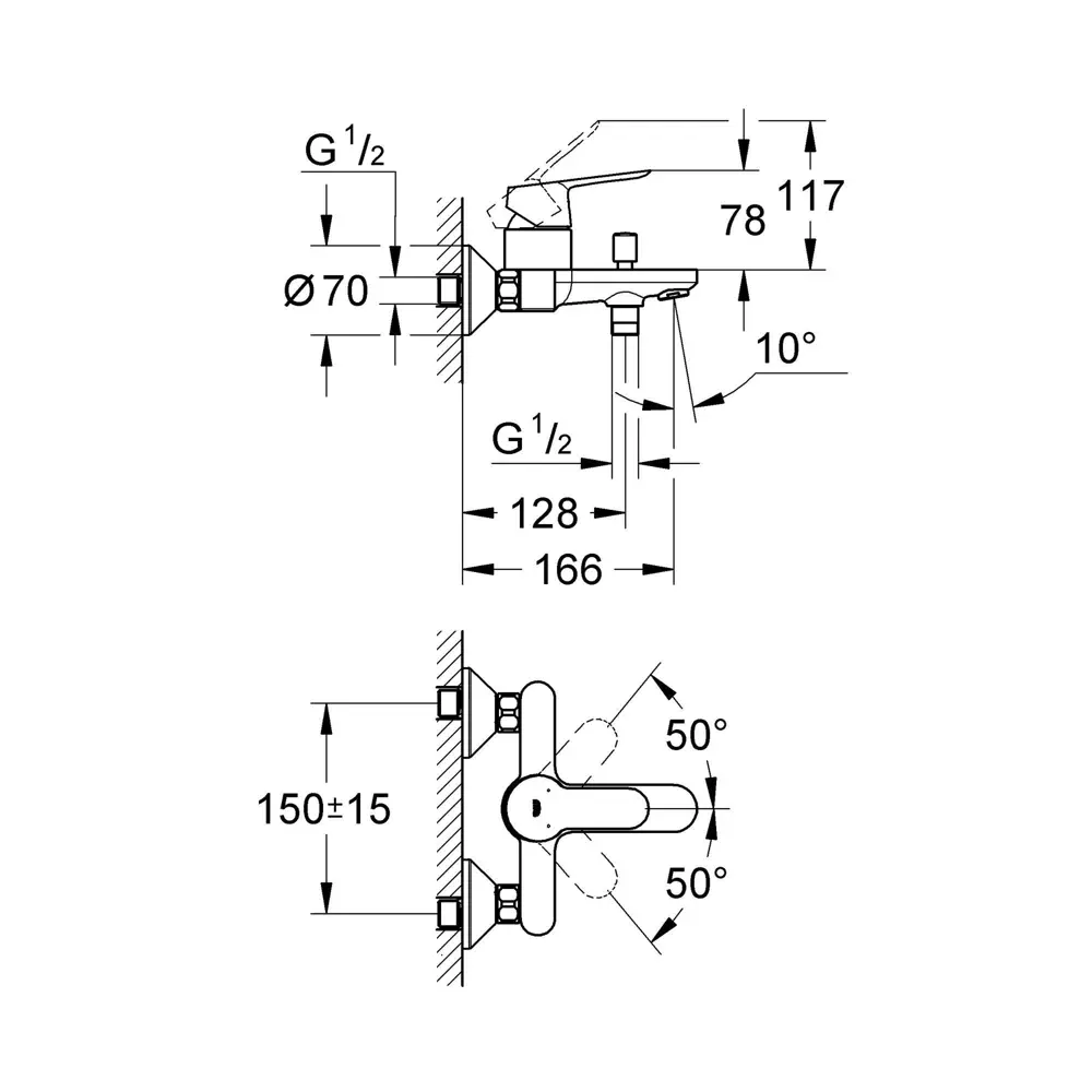 Смеситель для ванны Grohe Start Edge однорычажный цвет хром STLM-2027669 - Вид №7