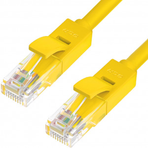 GCR-LNC02-30.0m патч-корд прямой 30.0m, utp кат.5e, желтый, позолоченные контакты, 24 awg, литой, ethernet high speed 1 гбит/с, rj45, t568b Greenconnect